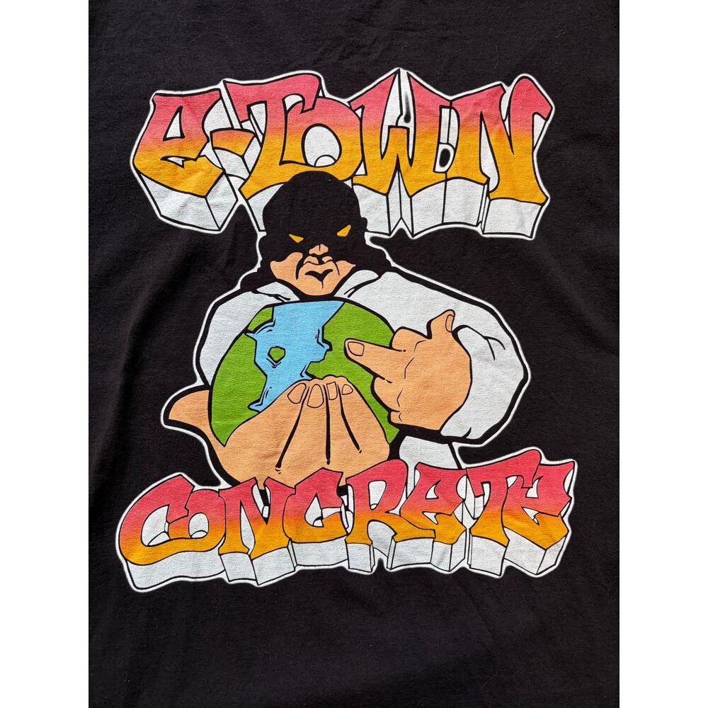 E-Town Concrete Graphic T-Shirt Black Hardcore Punk Metal Band Tee Size L - Picture 2 of 6
